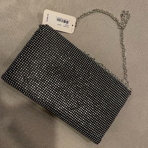 Women’s Black Sparkly Chain Link Crossbody Strap/Clutch Bag